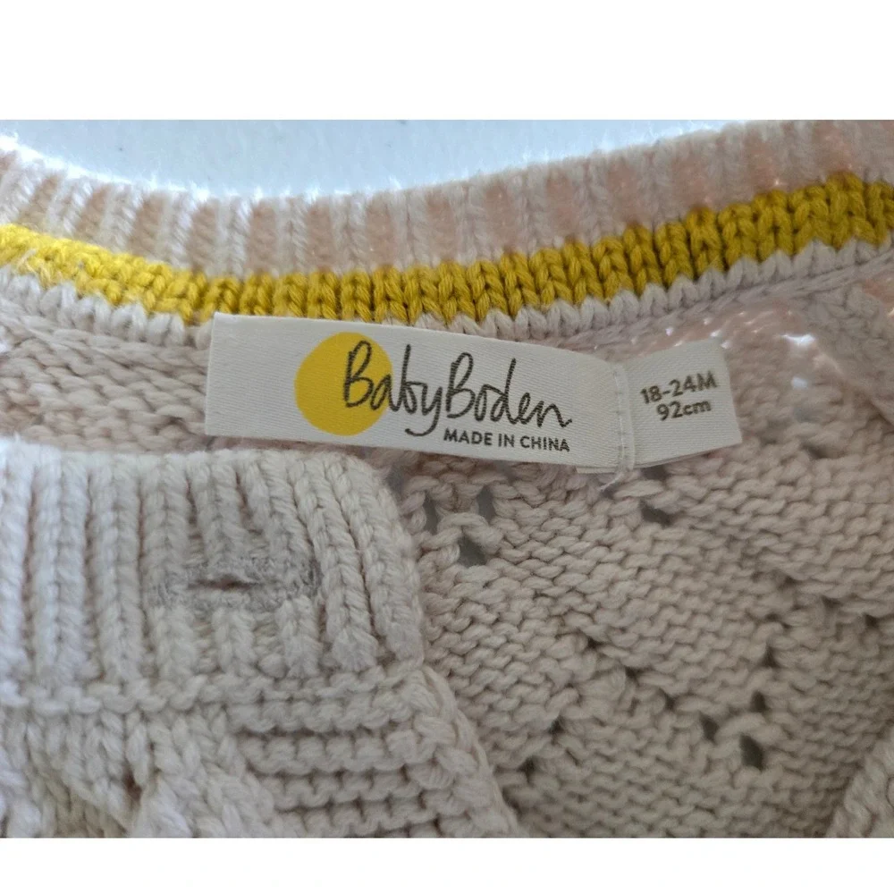 Baby Boden 18-24 Months Cardigan Sweater Toddler Girls Cream Pointelle